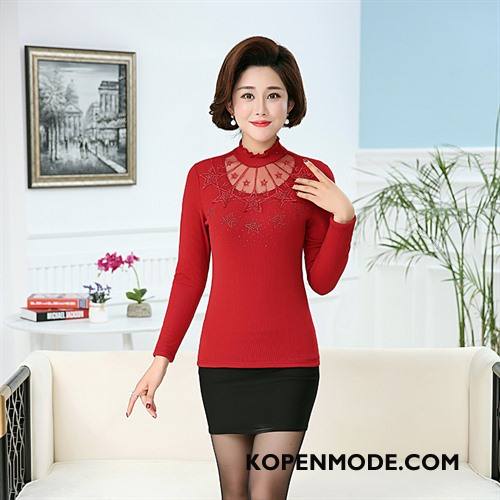 Kleding Middelbare Leeftijd Dames Vrouwen Slim Fit Dunne Kort 2018 Pullover Rood