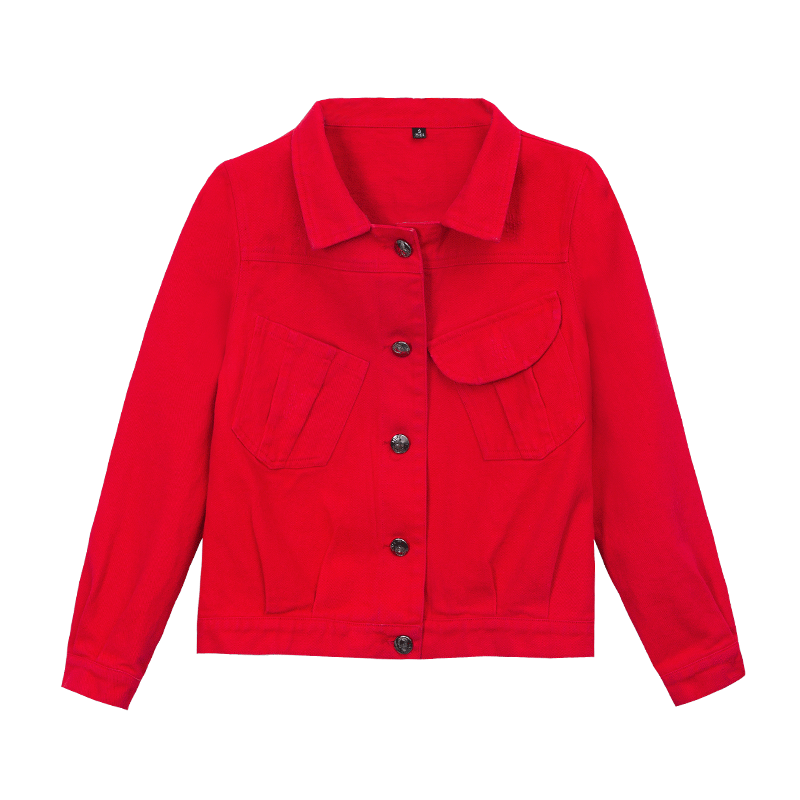 Korte Jas Dames Cardigan Herfst Voorjaar Nieuw Denim Casual Rood