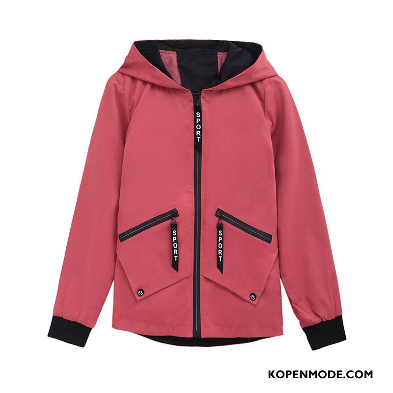 Korte Jas Dames Dunne Hoodie Jack Herfst Mini Mode Rood