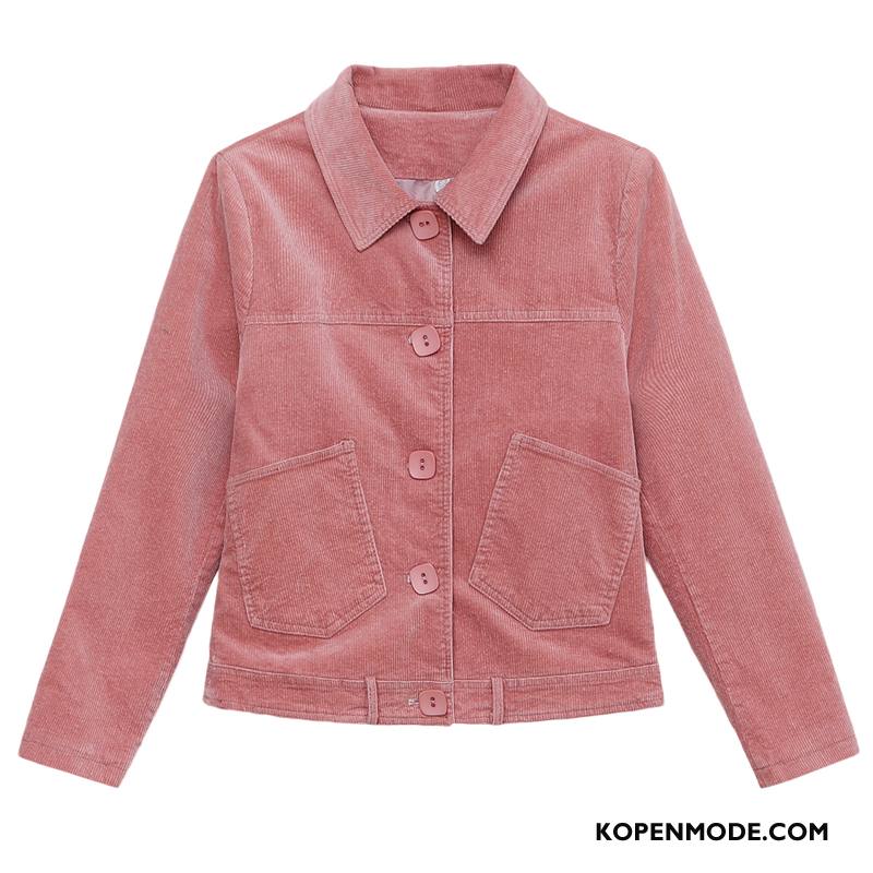 Korte Jas Dames Nieuw Casual Voorjaar Jack Jasje Herfst Roze