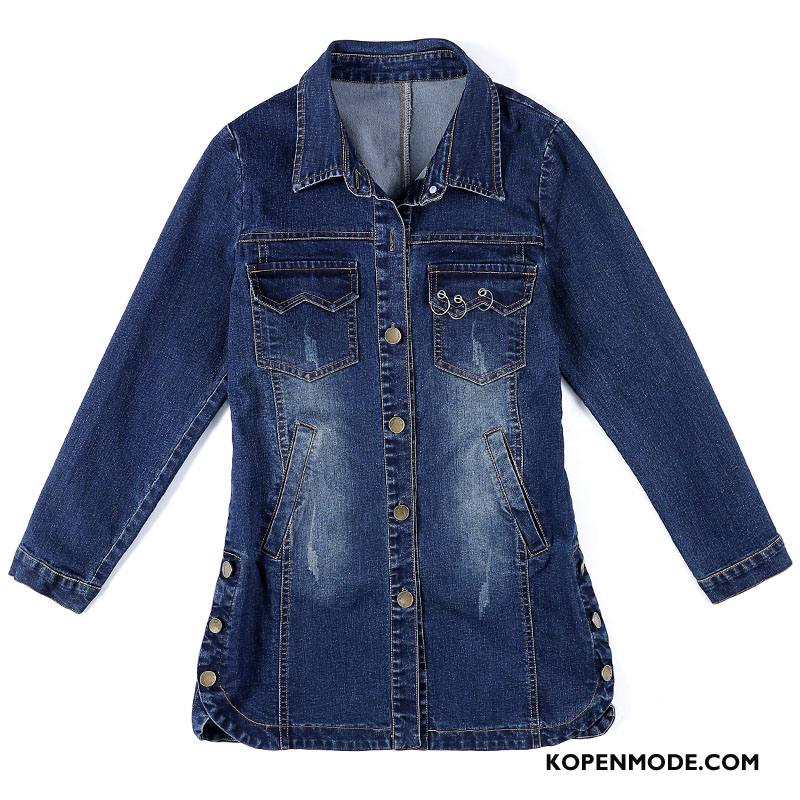 Korte Jas Dames Trend Elegante Denim Met Één Rij Knoppen 2018 Voorjaar