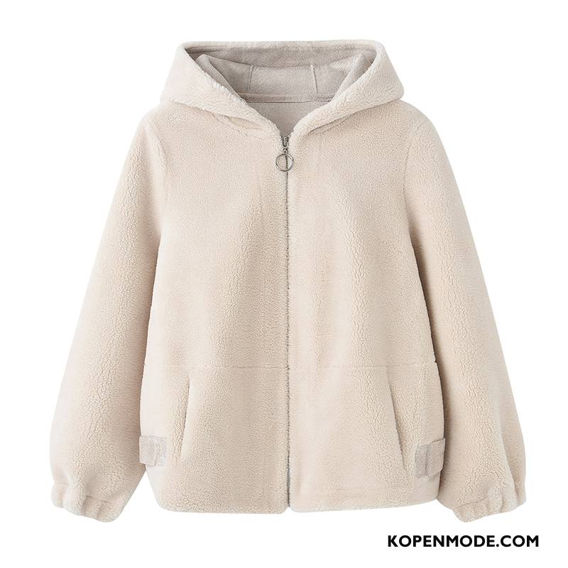 Korte Jas Dames Winter Hoodie Herfst Nieuw Leer Kaki