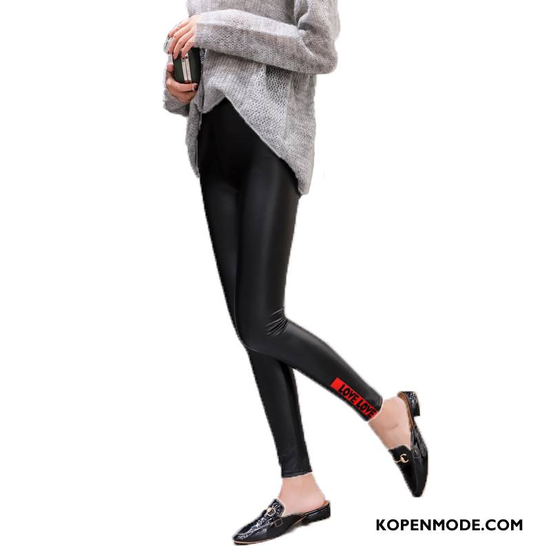 Legging Dames Eenvoudige Broek Elegante Mode Slim Fit Herfst Effen Kleur Zwart