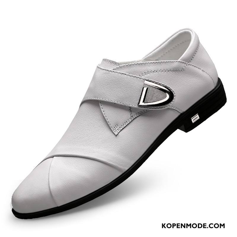 Leren Schoenen Heren Ademende Bedrijf Geklede Slip On Leer Zomer Wit