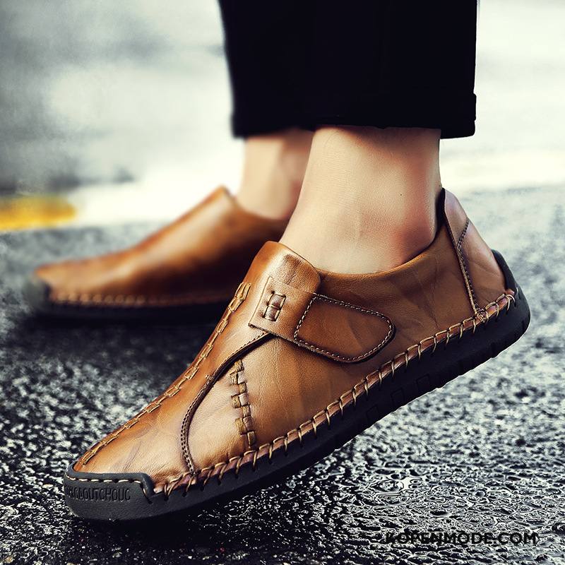 Leren Schoenen Heren Casual Mode Hete Verkoop Brits Echt Leer Trend Zwart Bruine