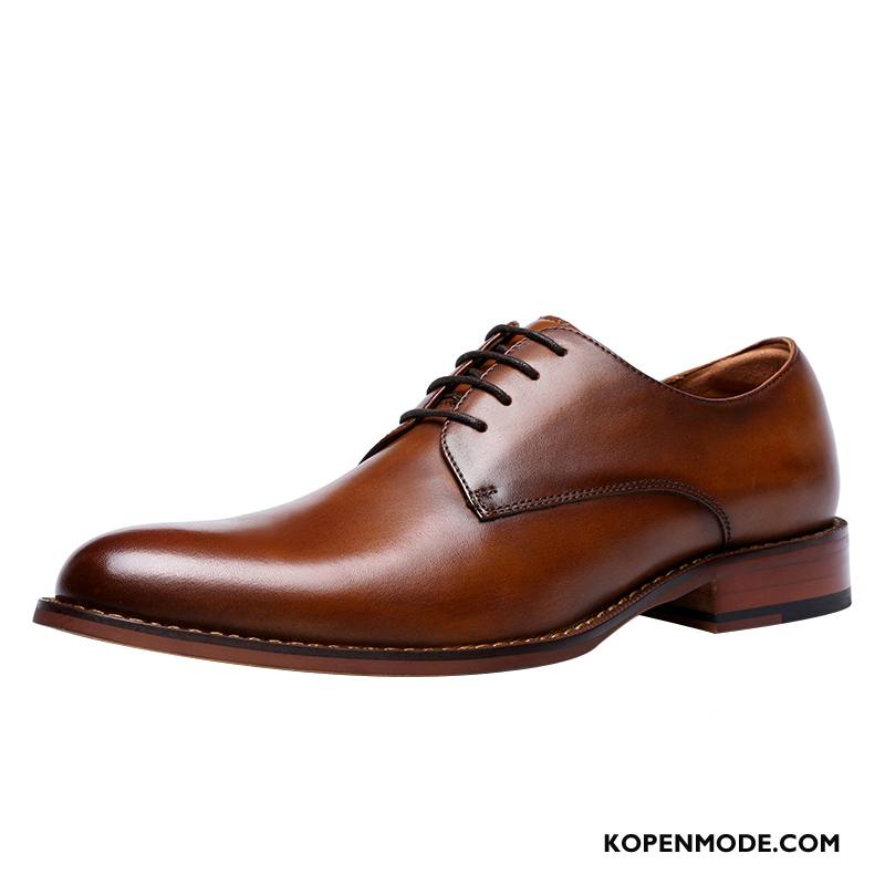 Leren Schoenen Heren Geklede Vintage Brits Mannen Echt Leer Casual Bruine