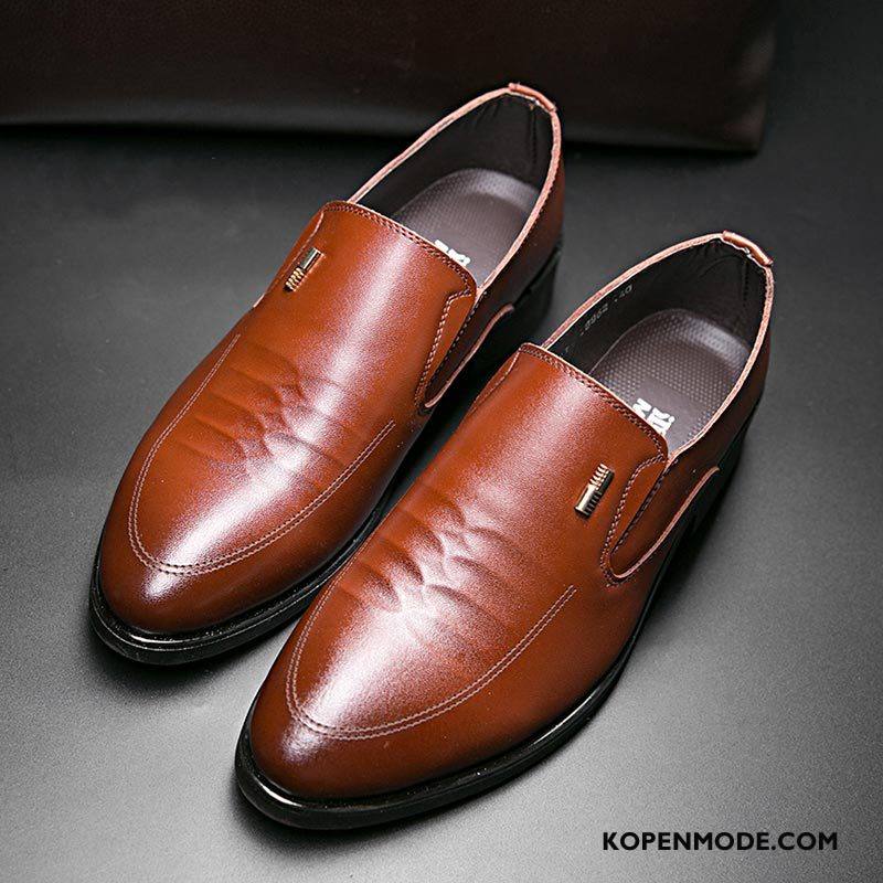 Leren Schoenen Heren Gentleman Slip On Bedrijf Casual Voorjaar Mannen Bruine