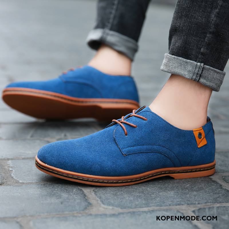 Leren Schoenen Heren Hete Verkoop Casual Grote Maten Schrobben Trend Mannen Blauw