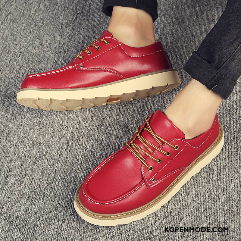 Leren Schoenen Heren Trend Ademende Mannen Zomer Vintage Cargo Rood