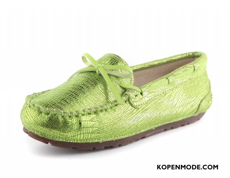 Mocassins Dames 2018 Sleehak Voorjaar Echt Leer Vrouwen Pumps Licht Groen