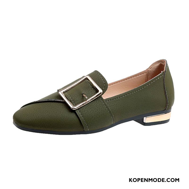 Mocassins Dames Bootschoenen Voorjaar Pumps Vintage Brits Loafers Groen