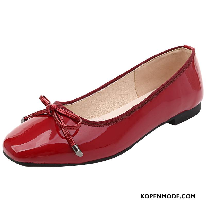 Mocassins Dames Echt Leer Zomer Lakleer Schoenen Pumps Vrouwen Rood Licht