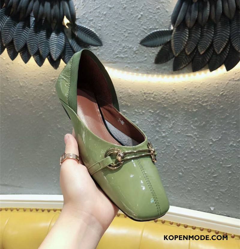 Mocassins Dames Schoenen Loafers Slip On Leer 2018 Ademende Licht Groen