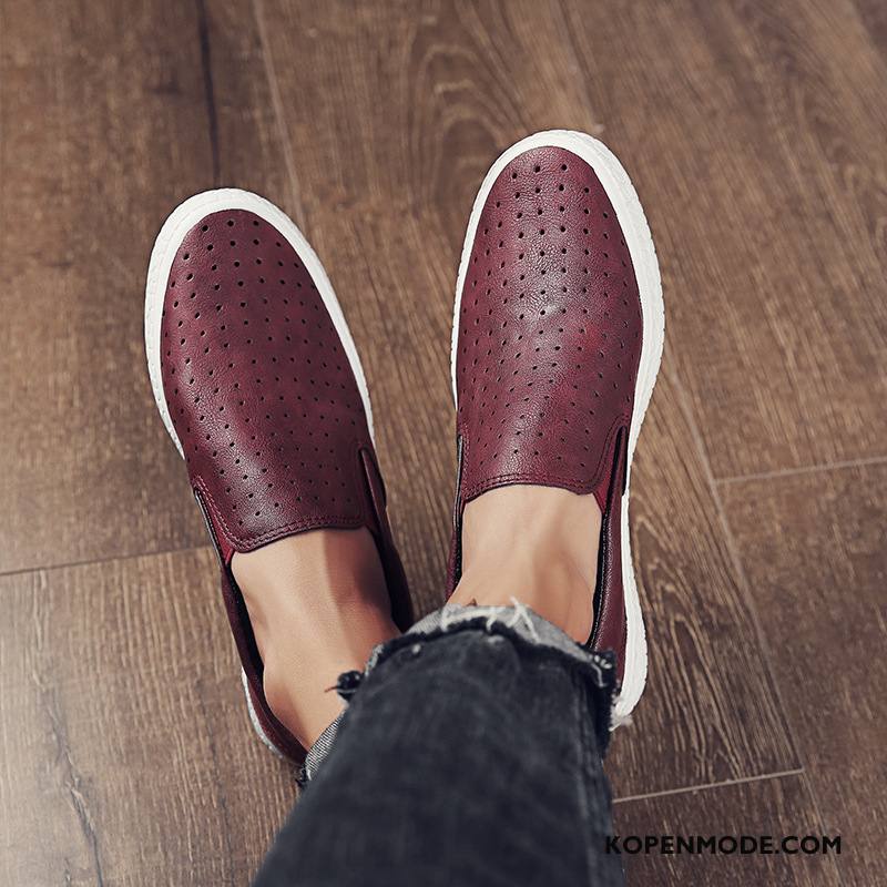 Mocassins Heren 2018 Schoenen Casual Slip On Kant Leren Schoenen Rode Wijn