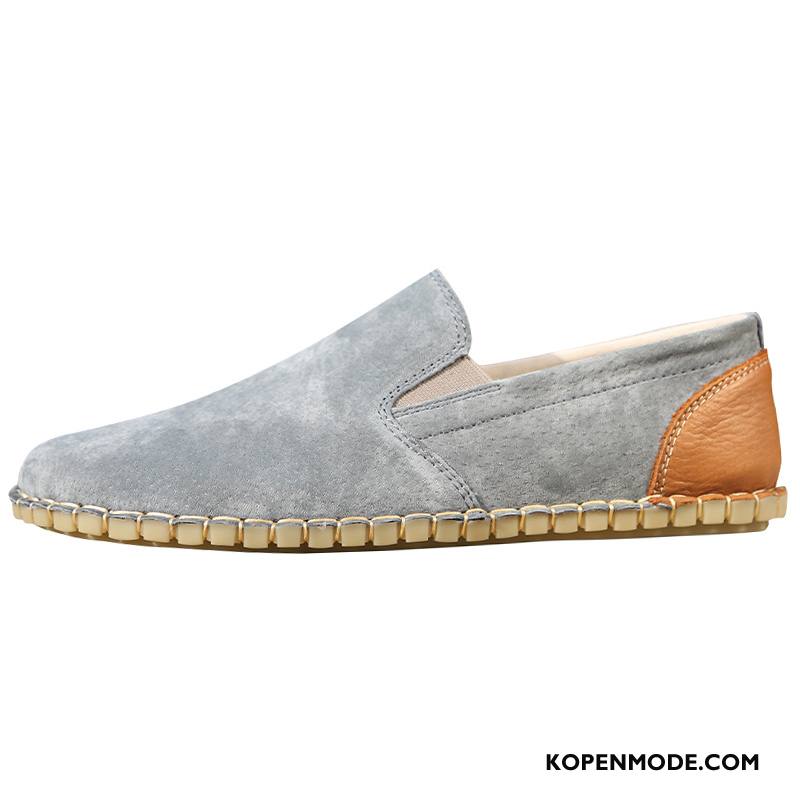 Mocassins Heren Alle Wedstrijden Vintage Schoenen Mannen Slip On Leren Schoenen Grijs