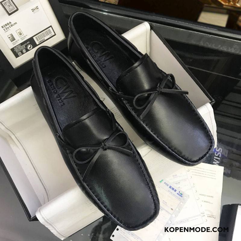 Mocassins Heren Bootschoenen Brits Mannen Slip On Zachte Zolen Trend Zwart