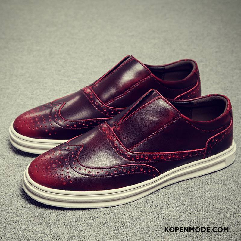 Mocassins Heren Casual Schoenen Ademende Skateboard Schoenen Loafers Herfst Rood