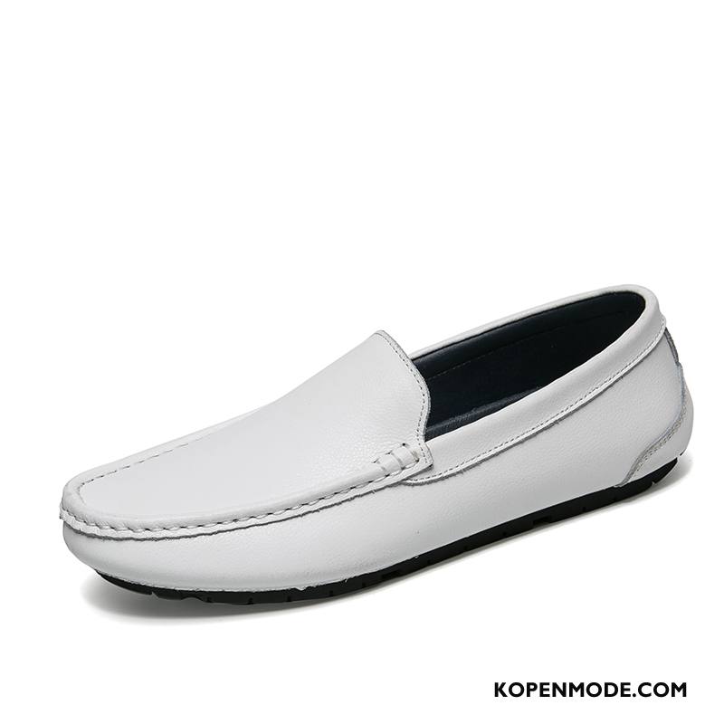 Mocassins Heren Echt Leer Leren Schoenen Persoonlijk Zomer Casual Slip On Wit