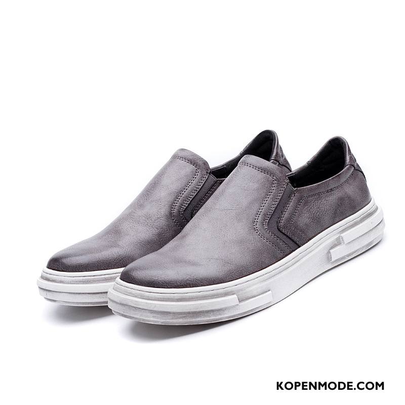 Mocassins Heren Laag Slip On Schoenen Voorjaar Vintage Brits Grijs