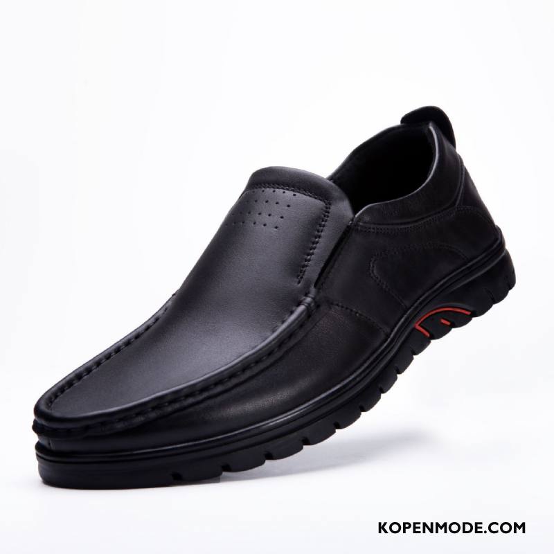 Mocassins Heren Leren Schoenen 2018 Mannen Zachte Zolen Rubber Casual Zwart