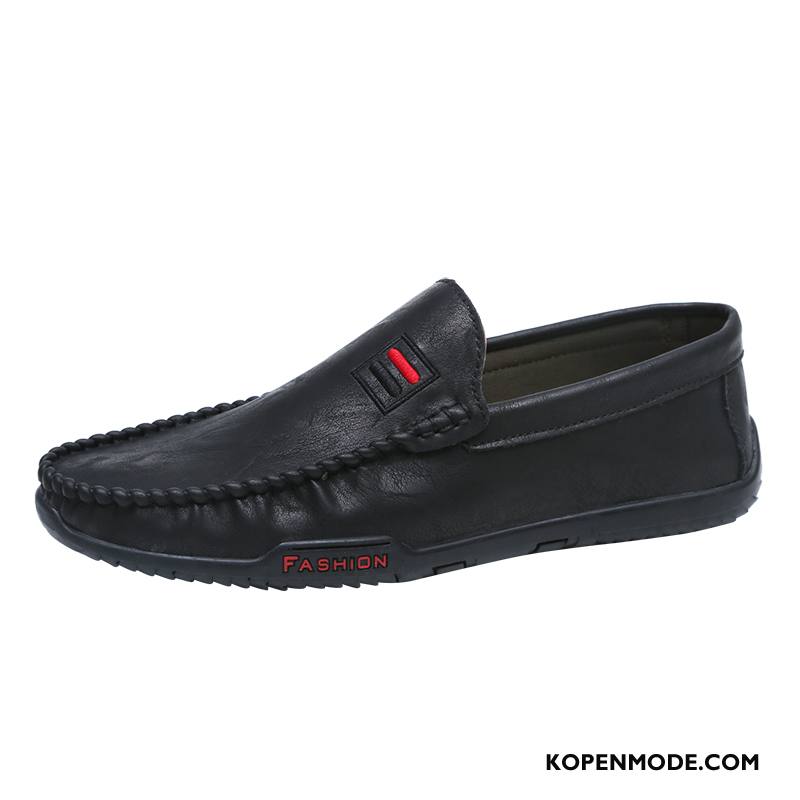 Mocassins Heren Leren Schoenen Trend Mannen Driver Bootschoenen Slip On Zwart