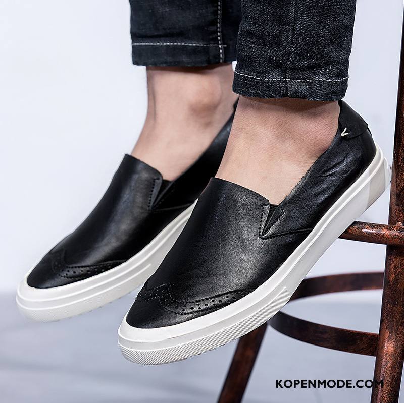 Mocassins Heren Loafers Schoenen Slip On Voorjaar Textiel Mannen Wit Zwart