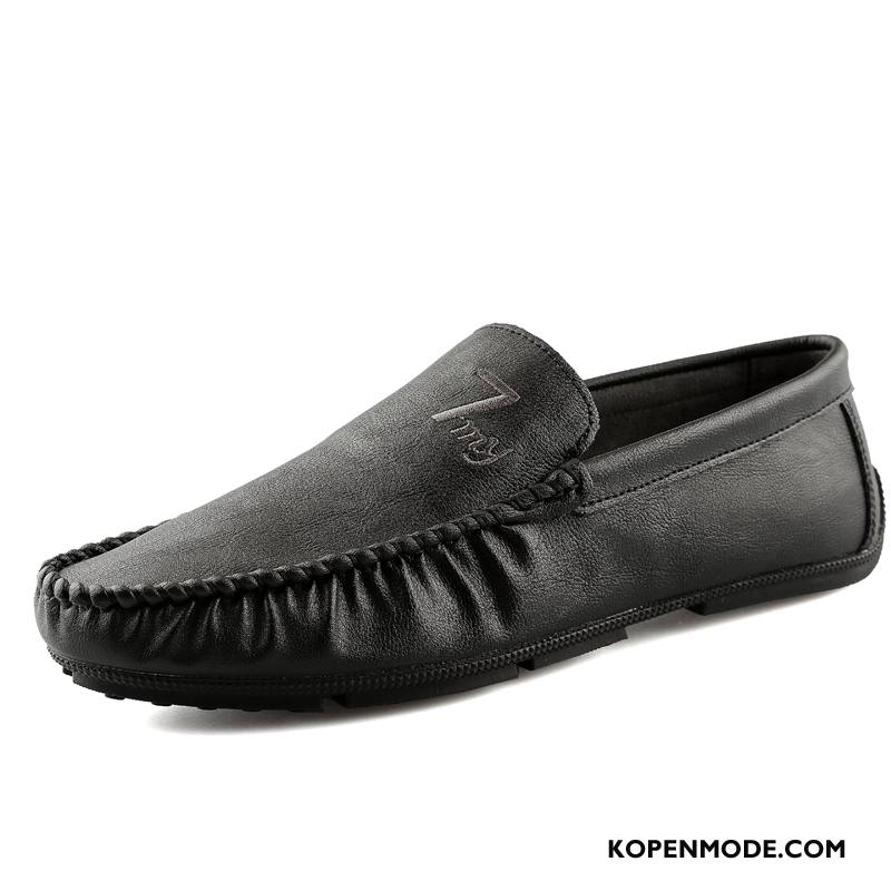 Mocassins Heren Mannen Bootschoenen Trend Slip On Casual Leren Schoenen Zwart