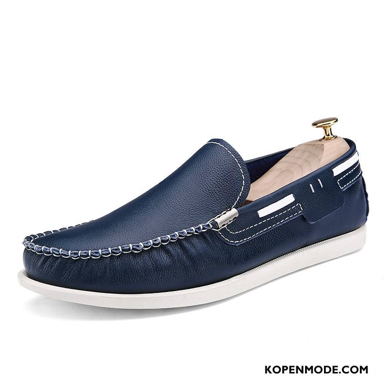 Mocassins Heren Mannen Casual Echt Leer Schoenen Brits Voorjaar Blauw