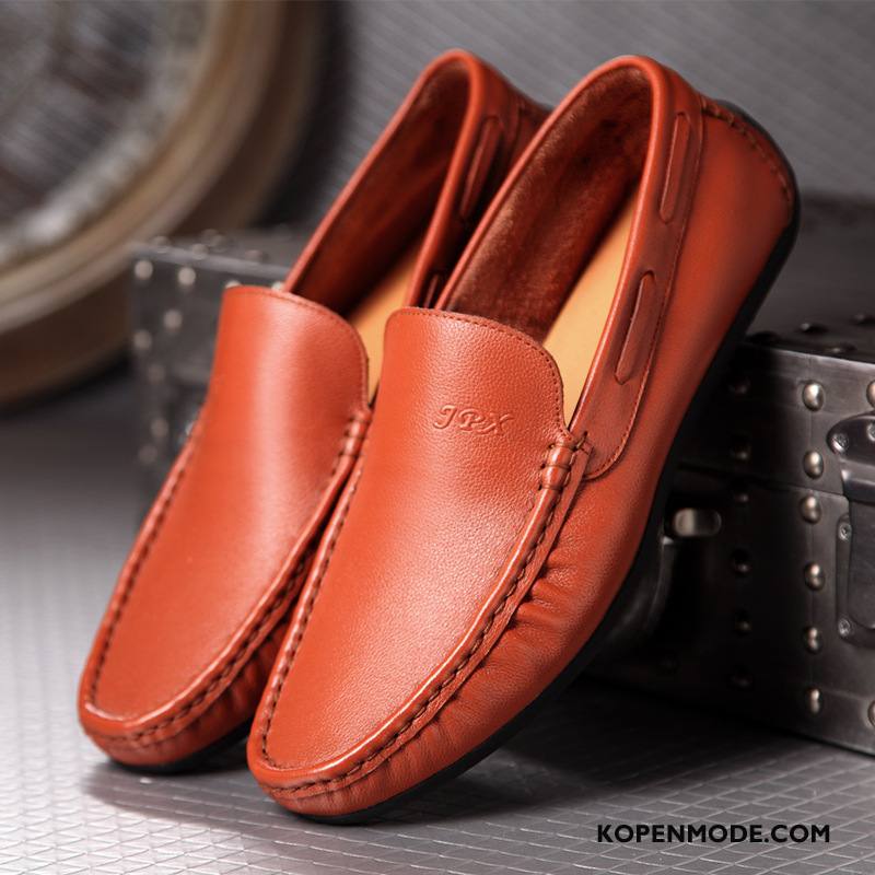 Mocassins Heren Slip On Bootschoenen Casual Platte Zool Mannen 2018 Oranje