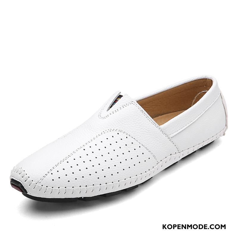 Mocassins Heren Trend Bootschoenen Zomer Slip On Mannen Echt Leer Wit