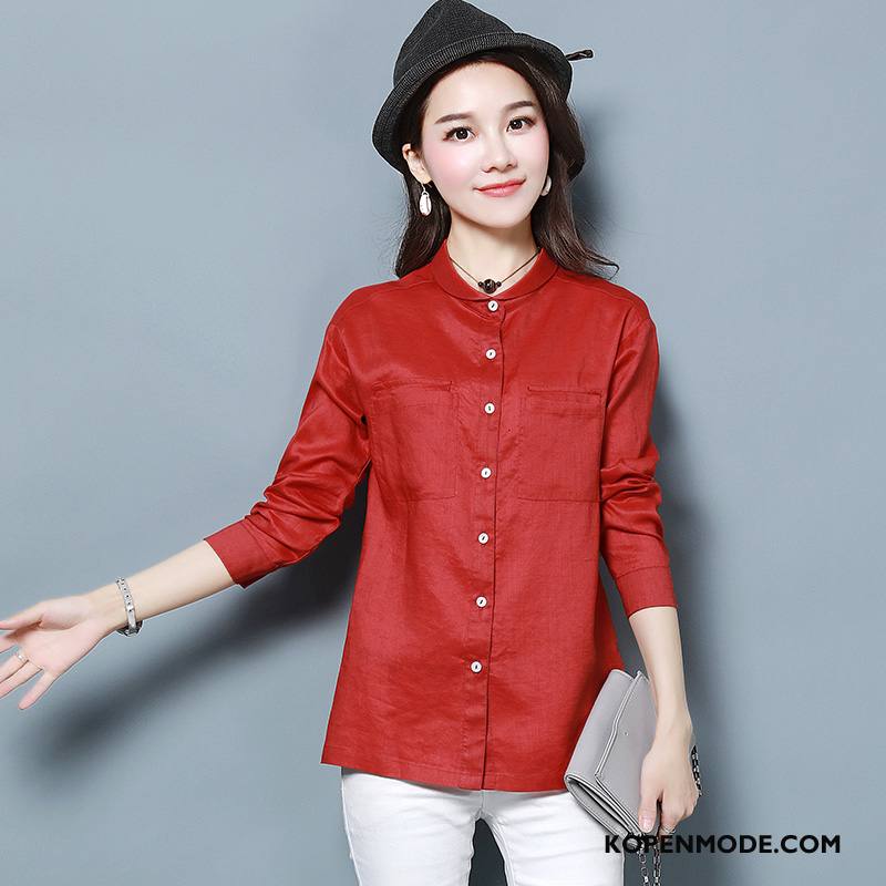 Overhemden Dames Herfst Casual Elegante Blouse Overhemd Zoet 2018 Rood