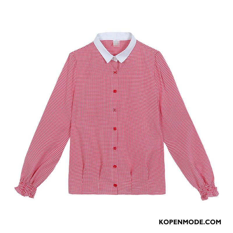 Overhemden Dames Herfst Jasje Nieuw Blouse Overhemd Vrouwen Trend Rood