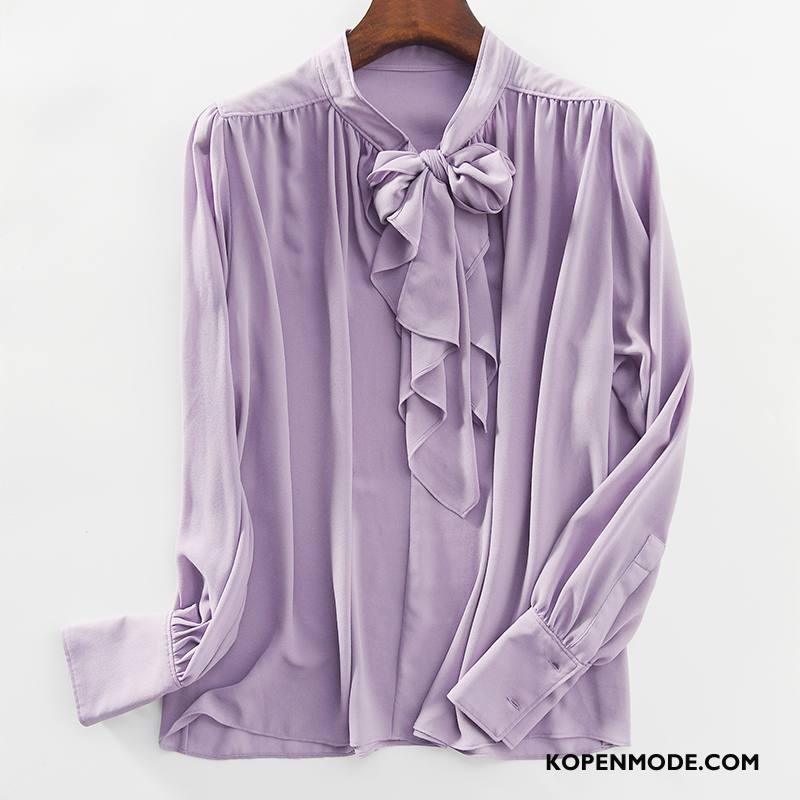 Overhemden Dames Jasje Vrouwen Super Chiffon Elegante Herfst Purper