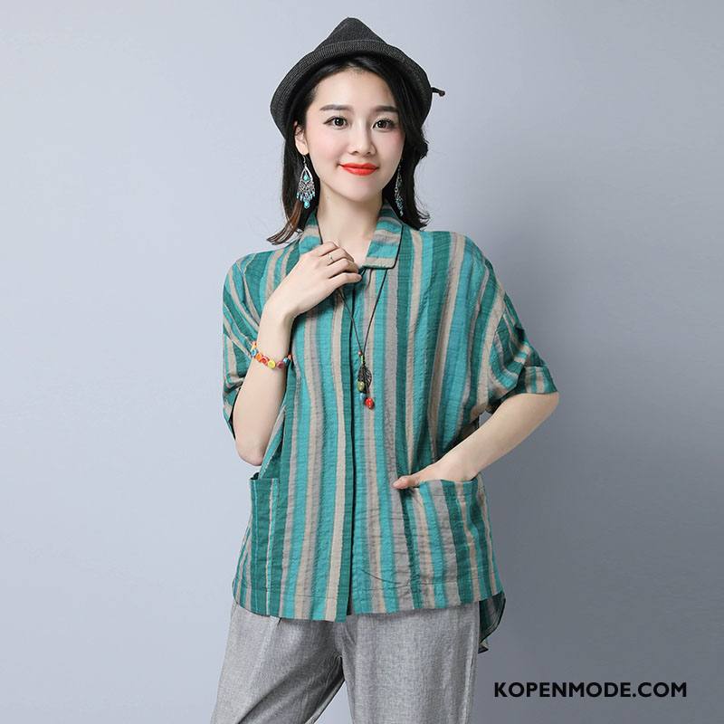 Overhemden Dames Trend Blouse Overhemd Mode Voorjaar Elegante Lang Effen Kleur Groen