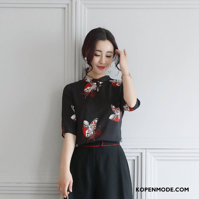 Overhemden Dames Voorjaar Blouse Overhemd Trend Elegante Slim Fit 2018 Effen Kleur Zwart