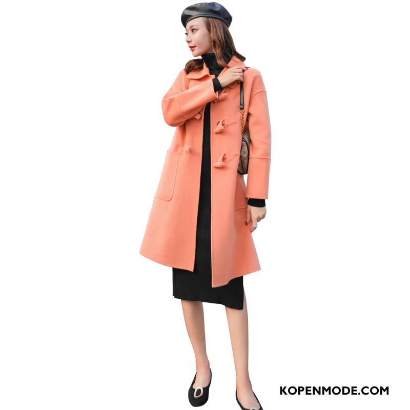 Overjas Dames Koe Winter Nieuw Jas Wol Herfst Trend Oranje