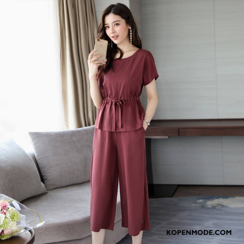 Pakken Dames Dunne Casual 2018 Elegante Zuiver Trend Effen Kleur Rood