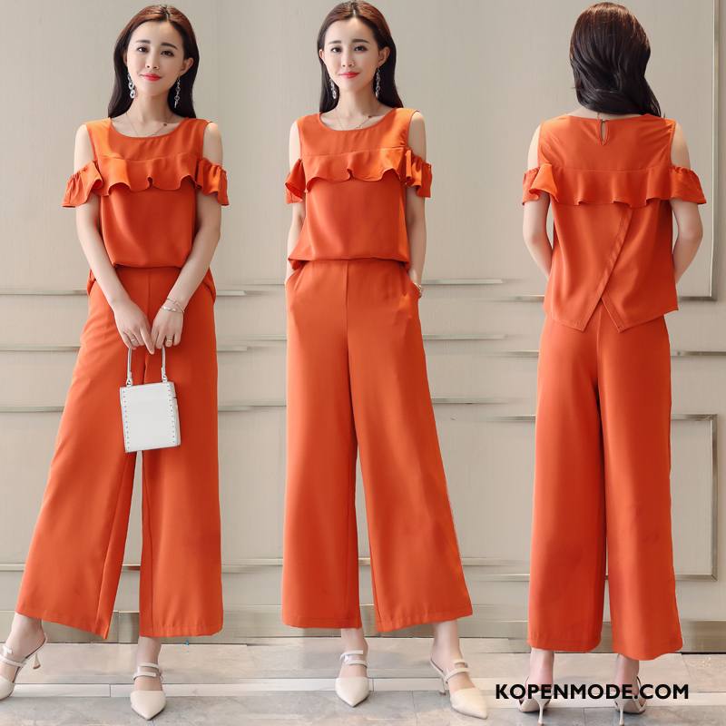 Pakken Dames Mode Verbinding Strapless Elegante Trend Casual Oranje