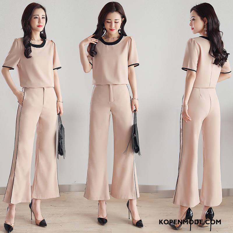Pakken Dames Trend Casual Zomer Mode Elegante Ronde Hals Roze