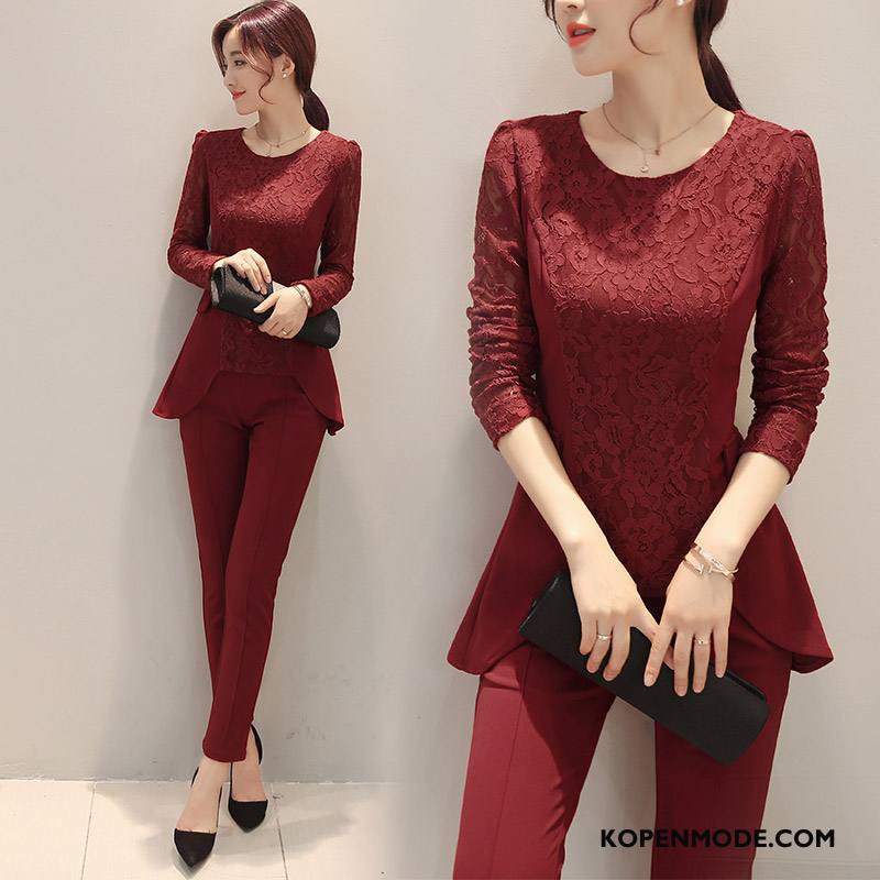 Pakken Dames Trend Slim Fit Mode Losse Jeugd Stad Effen Kleur Rood