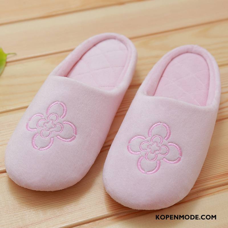 Pantoffels Dames Comfortabele Zuiver Binnen Zachte Zolen Schoenen Bloemen Roze