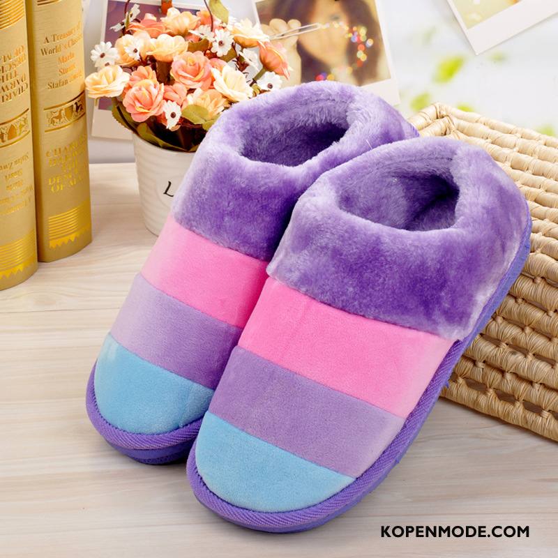 Pantoffels Dames Slippers Vrouwen Katoen Comfortabele Schoenen Lovers Purper