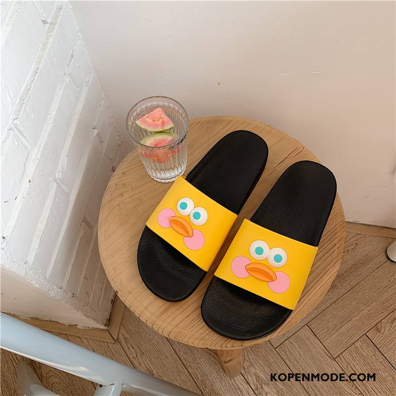 Pantoffels Dames Spotprent Binnen Slippers Zomer Mooie Badkamer Geel