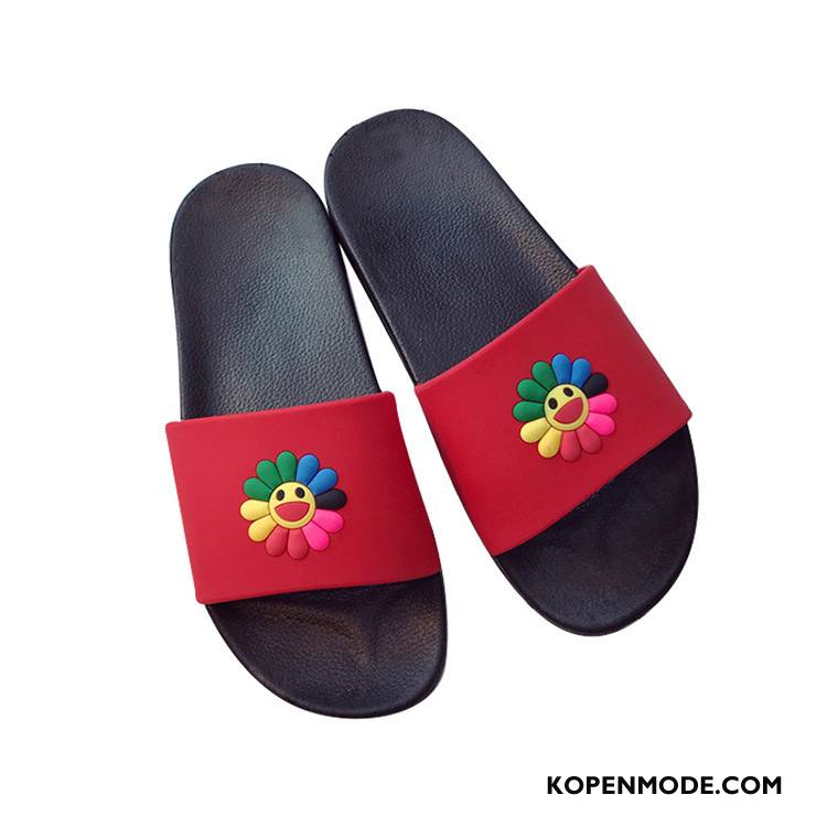 Pantoffels Dames Zon Mannen Slippers Binnen Bloemen Zomer Roze Rood