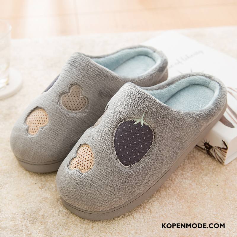 Pantoffels Heren Slippers Vrouwen Warm Binnen Schoenen Mooie Grijs