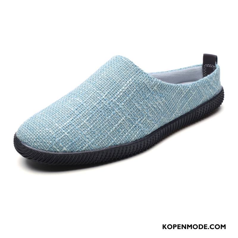 Pantoffels Heren Trend Schoenen Mannen Canvas Persoonlijk Slip On Blauw