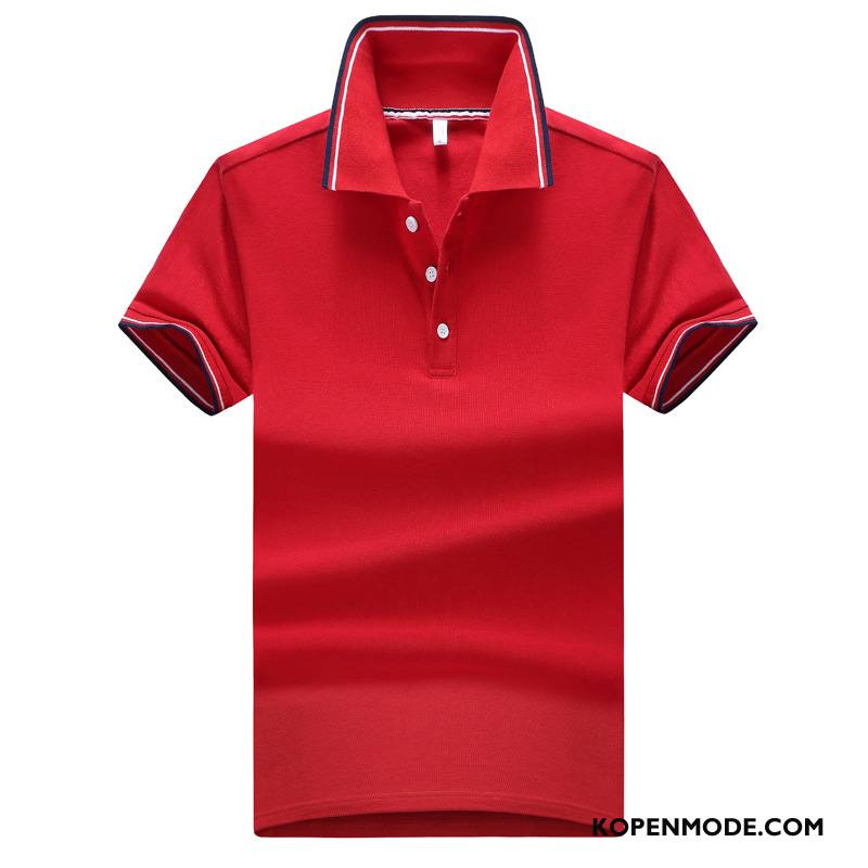 Polo Heren Katoen Korte Mouw Slim Fit Halve Mouw 2018 Mannen Rood