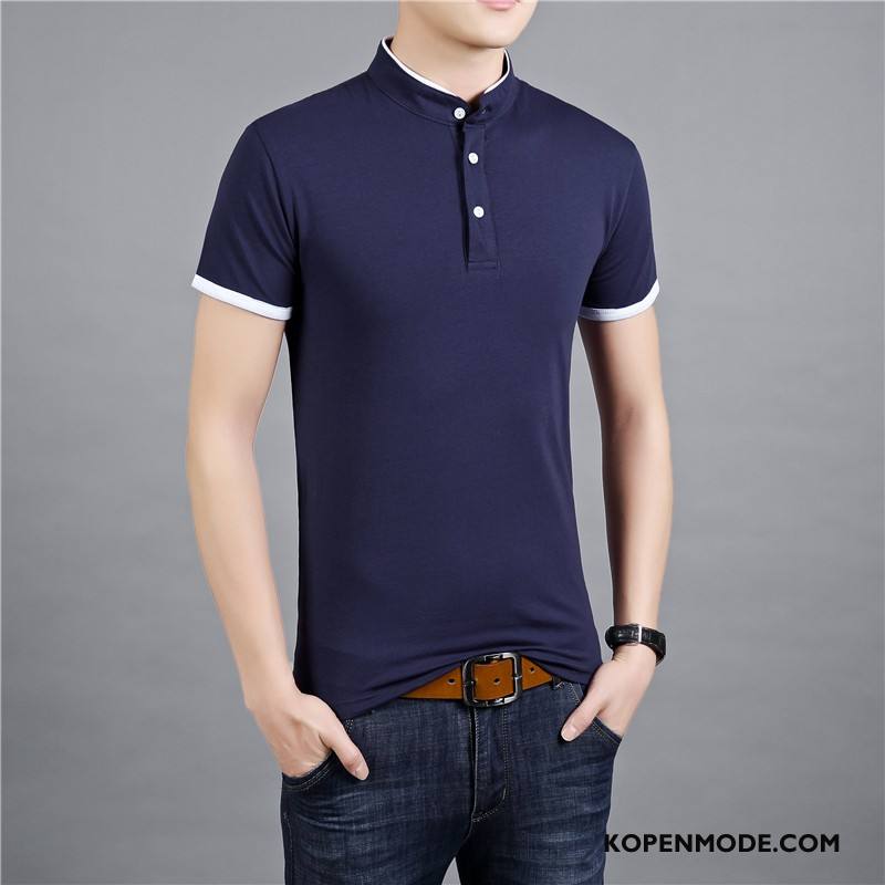 Polo Heren Stad Slim Fit Trend Donkerblauw