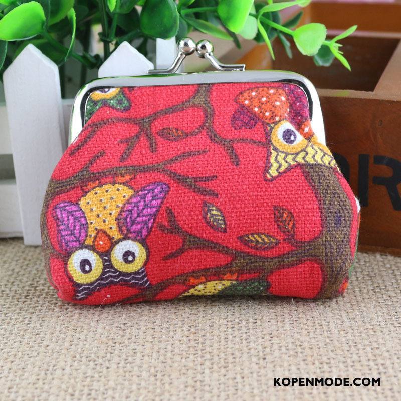 Portemonnee Dames Vrouwen Canvas Mini Schattig Tas Cartoon Rood