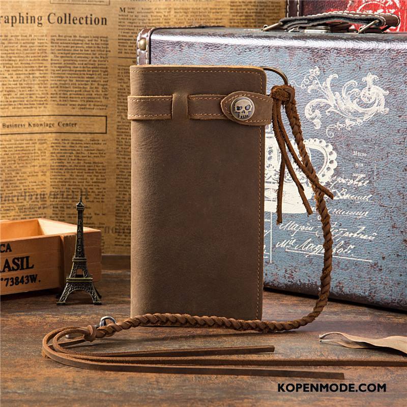 Portemonnee Heren Tas Telefoon Mannen Outdoor Vintage Leer Bruine